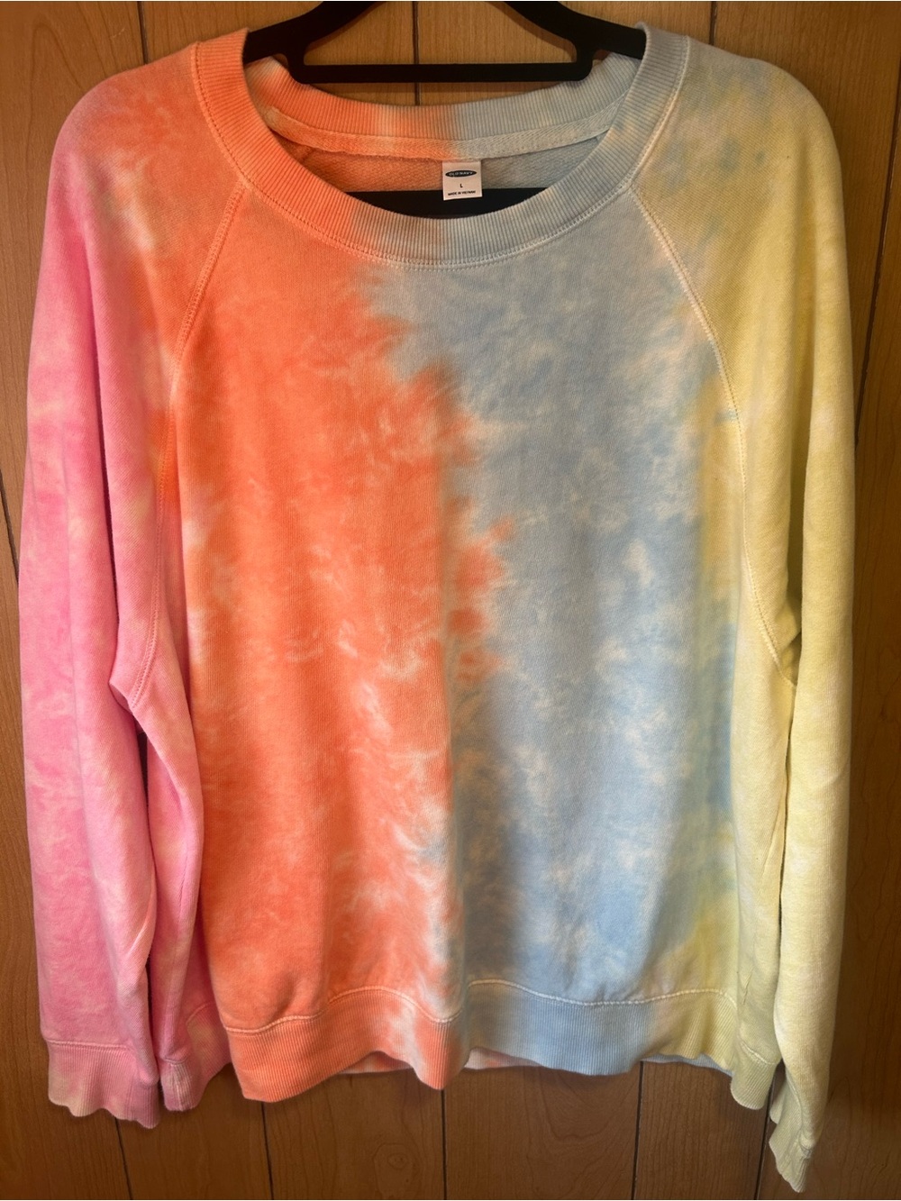 Old Navy Pastel Tie-Dye Crewneck Sweater - Pink, Orange, Blue, Yellow